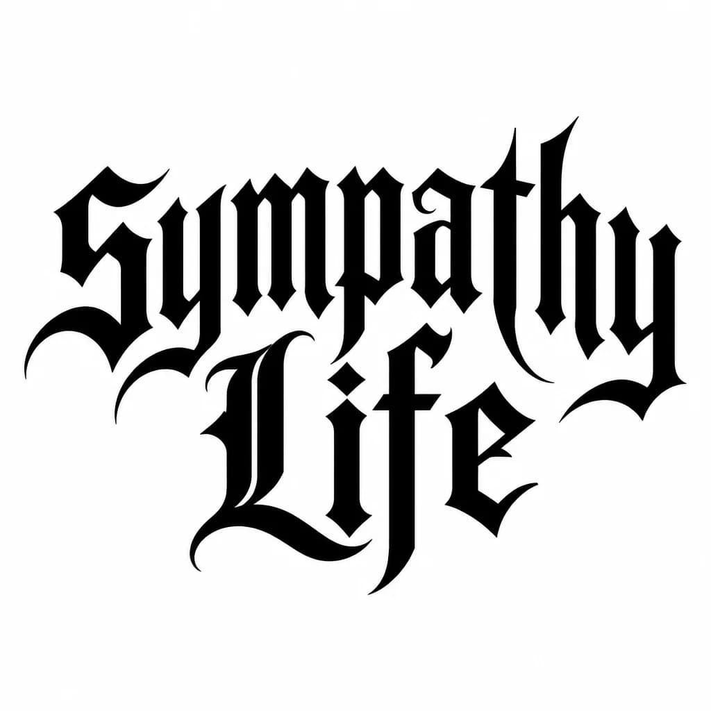 Тату эскиз: Font: Love Life (gothic dark lettering)