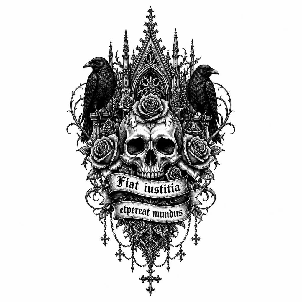 Тату эскиз: Fiat iustitia etpereat mundus
