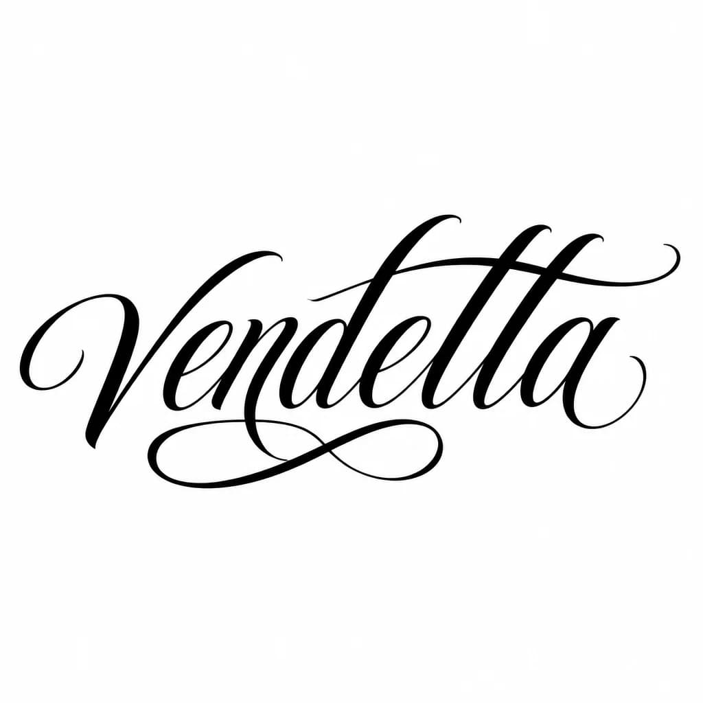 Тату эскиз: Font: vendetta (elegant calligraphy)