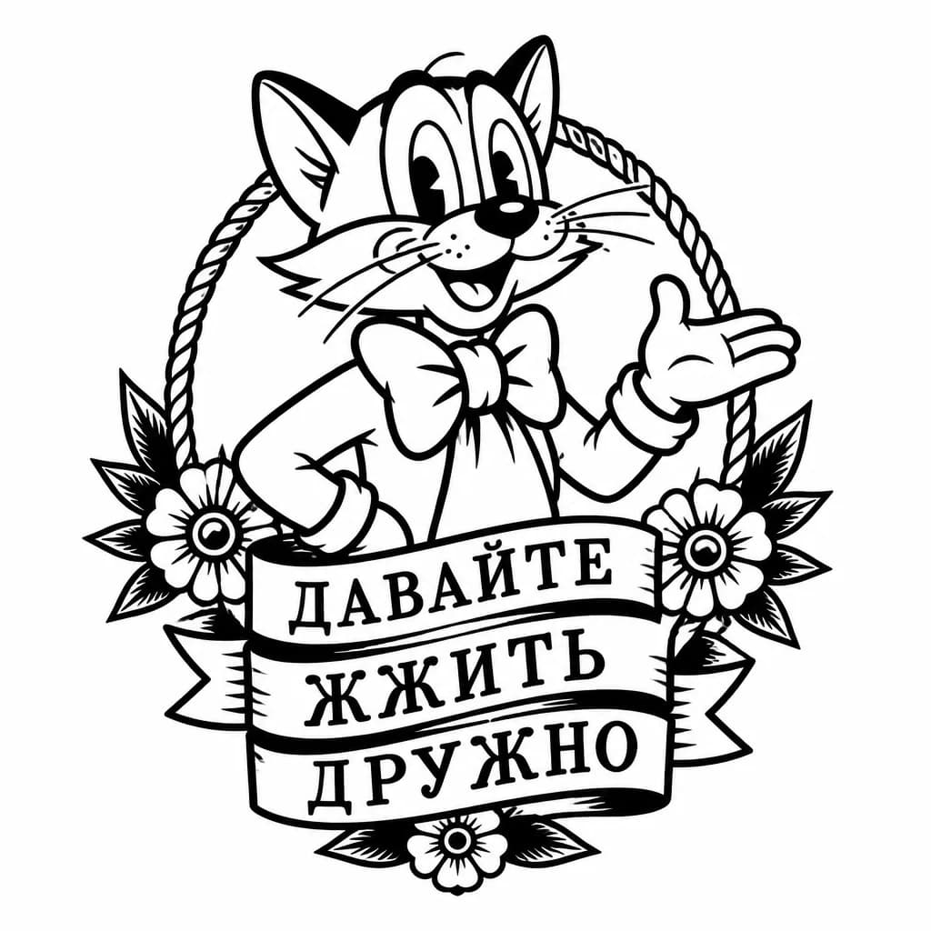 Тату эскиз: кот леопольд