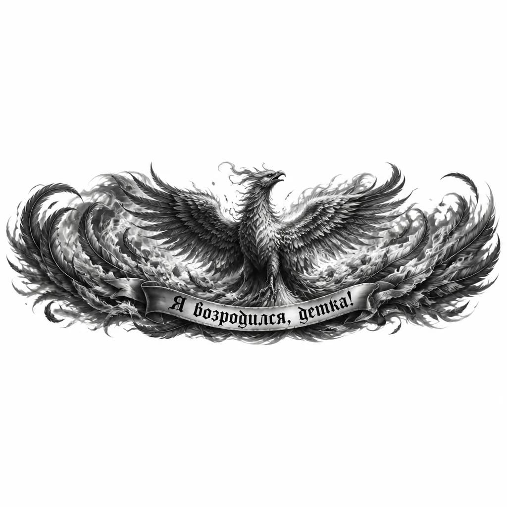 Тату эскиз: Возрождение феникса
