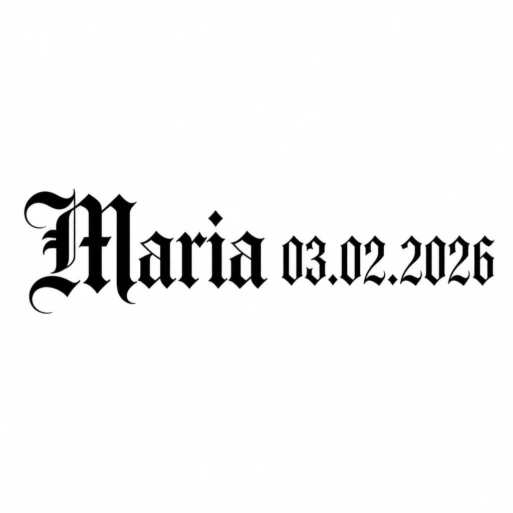 Тату эскиз: Font: Maria 03.02.2026 (old english blackletter)