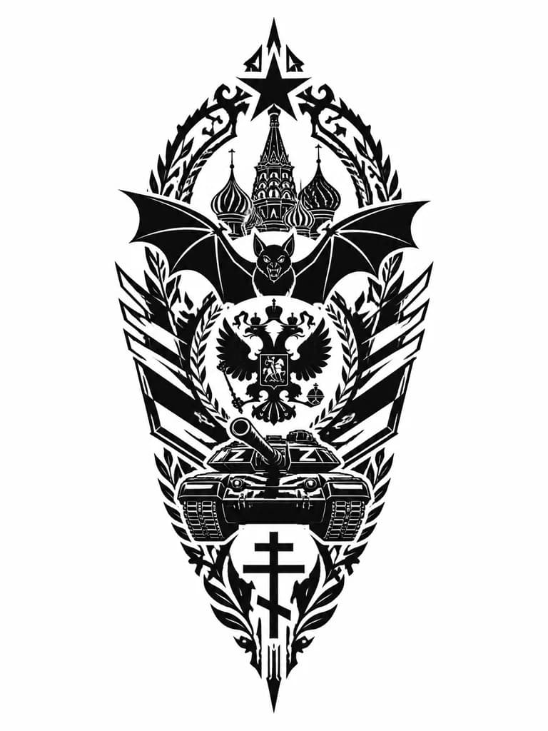Тату эскиз: Летучая мышь, военная тематика, россия
