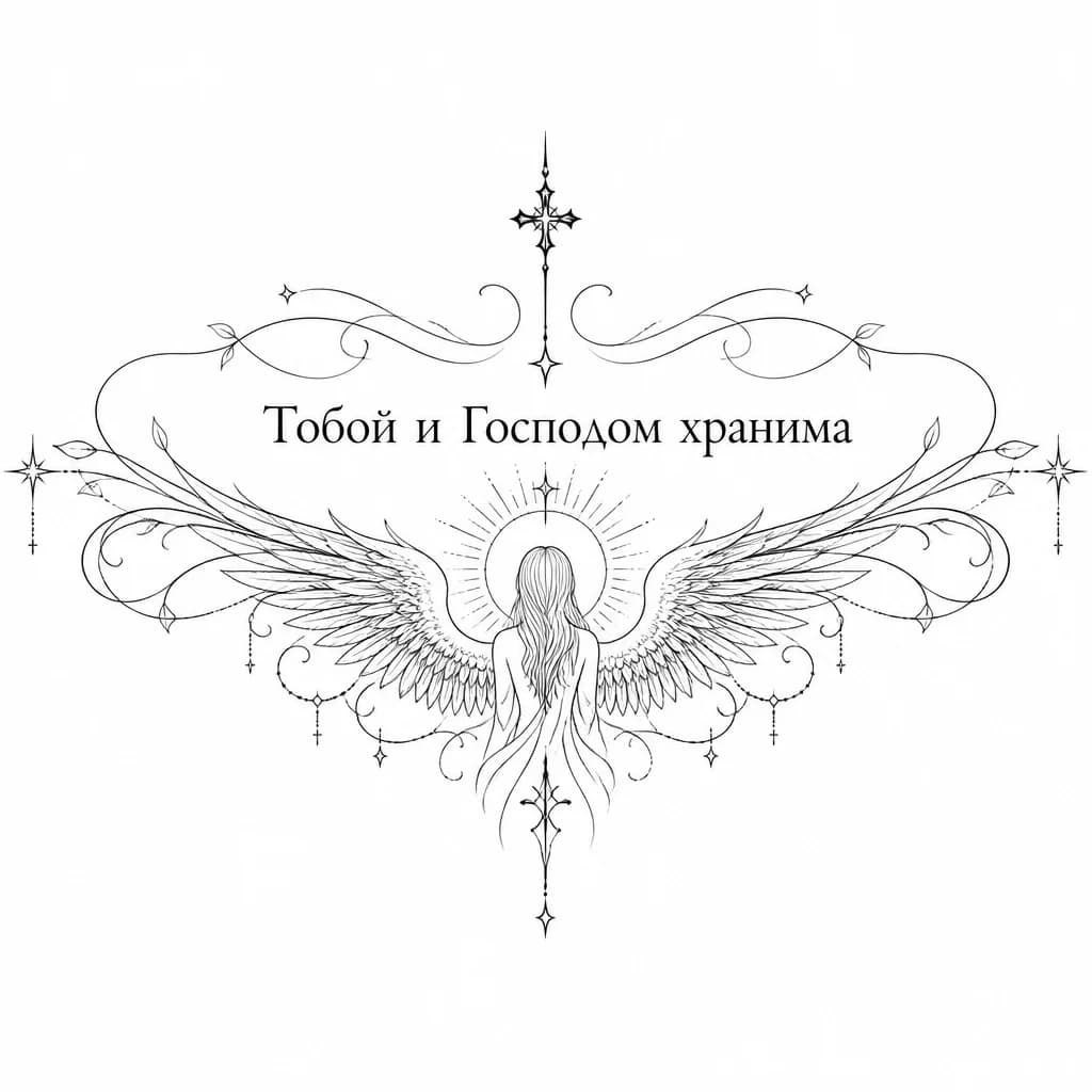 Тату эскиз: Эскизы татуировок с надписью « Тобой и Господом хранима»
