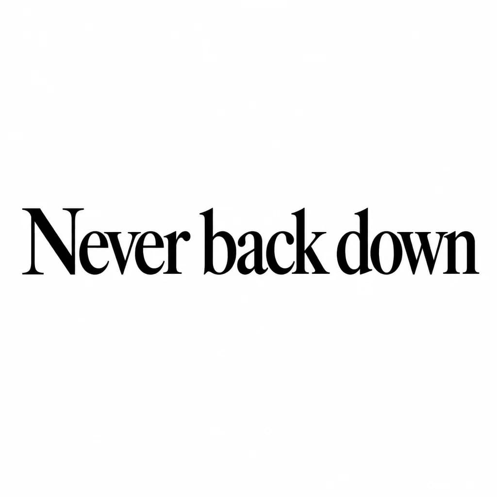 Тату эскиз: Font: Never back down (classic serif)