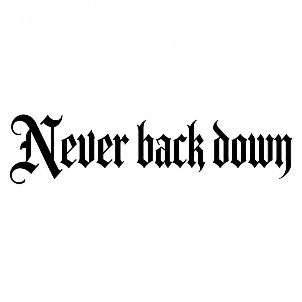 Тату эскиз: Font: Never back down (old english blackletter)