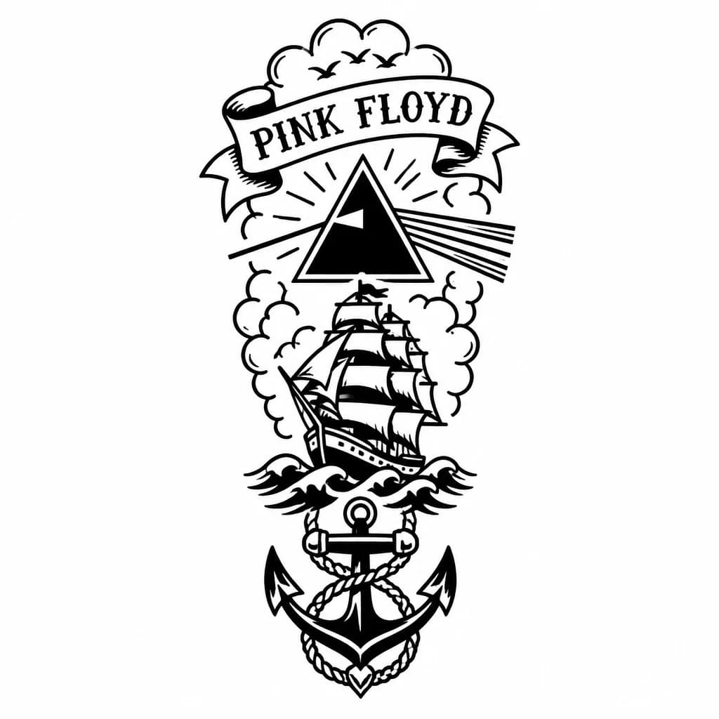 Тату эскиз: надпись pink floyd
