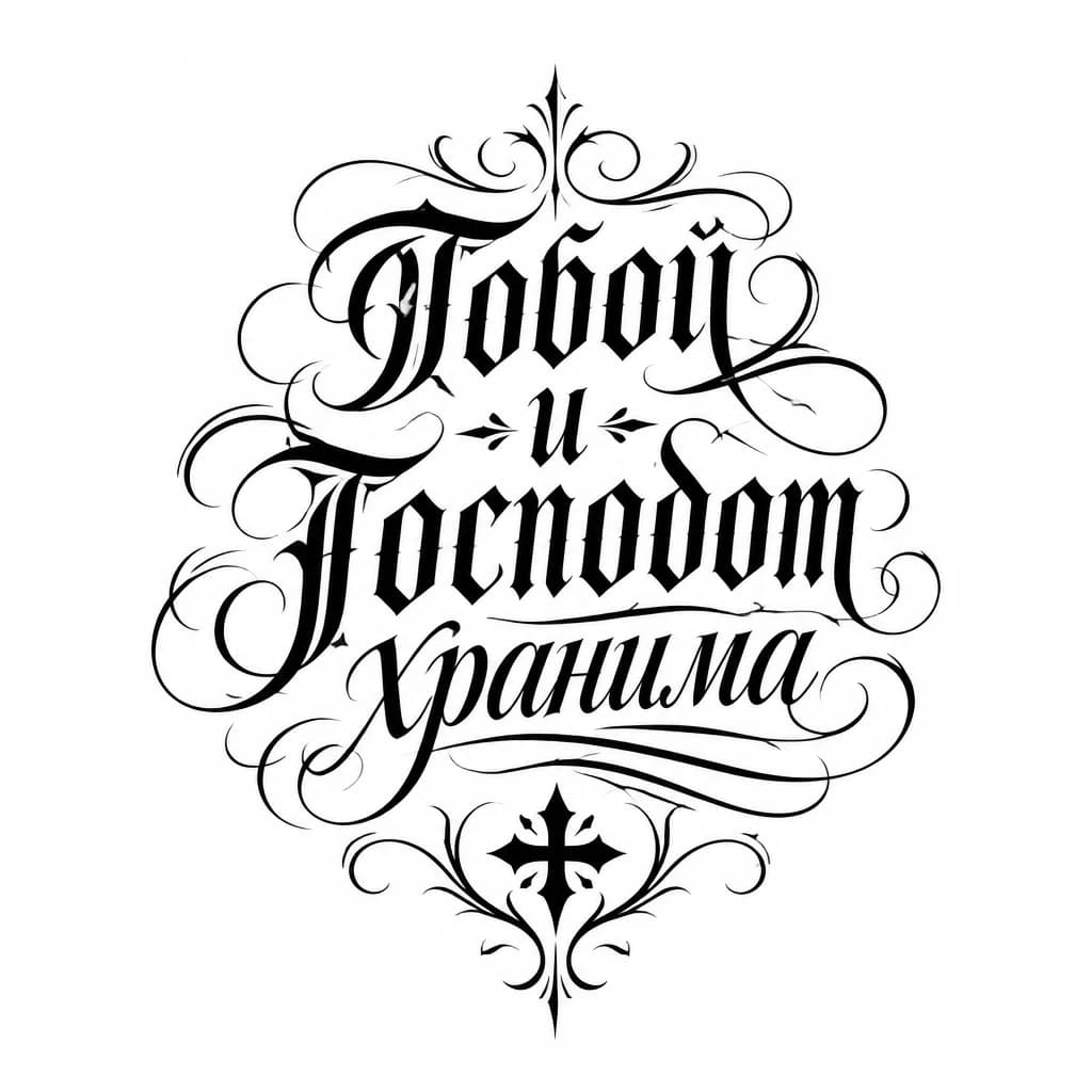 Тату эскиз: Эскизы татуировок с надписью « Тобой и Господом хранима»