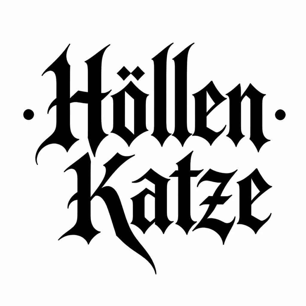 Тату эскиз: Font: 
Höllen 
Katze (gothic dark lettering)