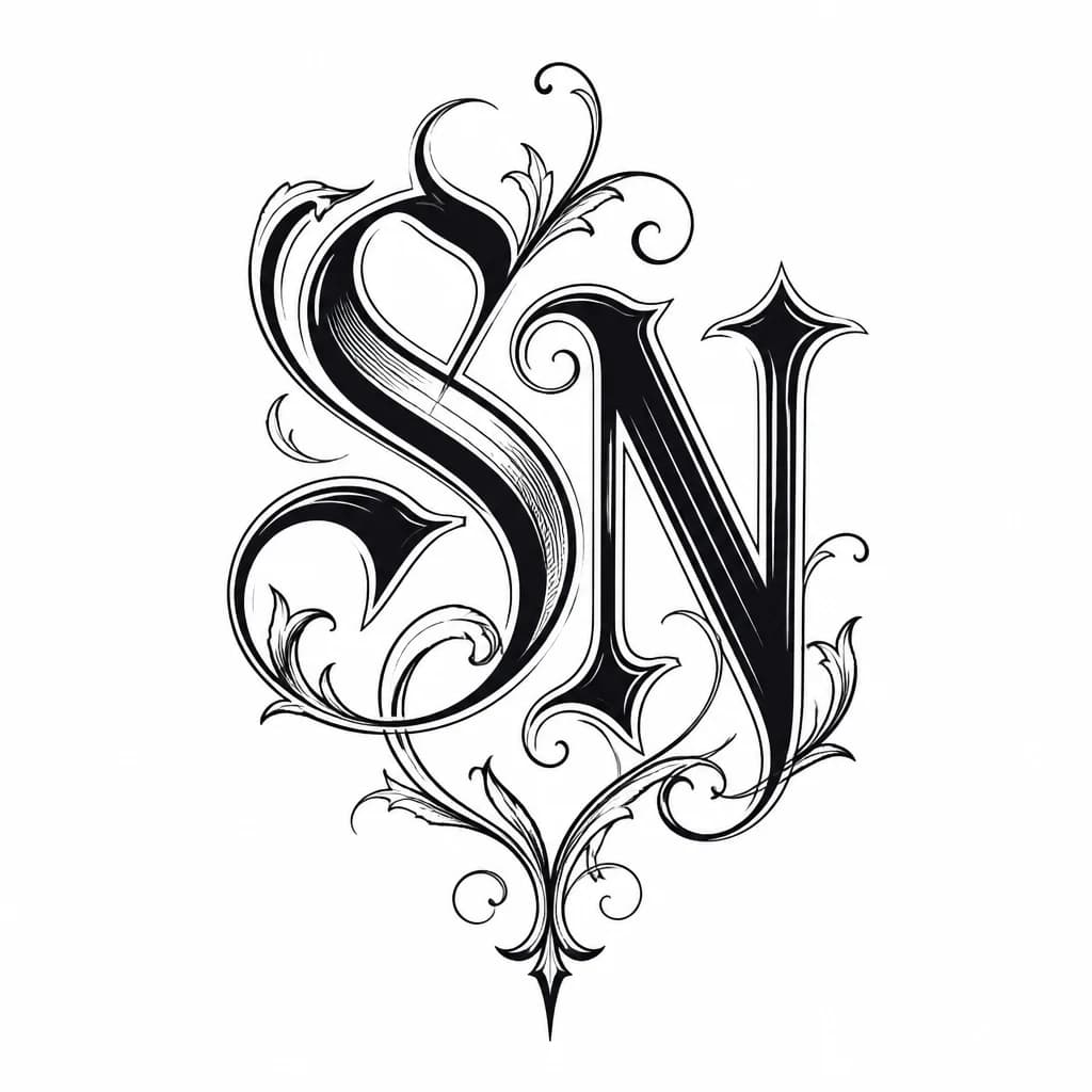 Тату эскиз: SN
