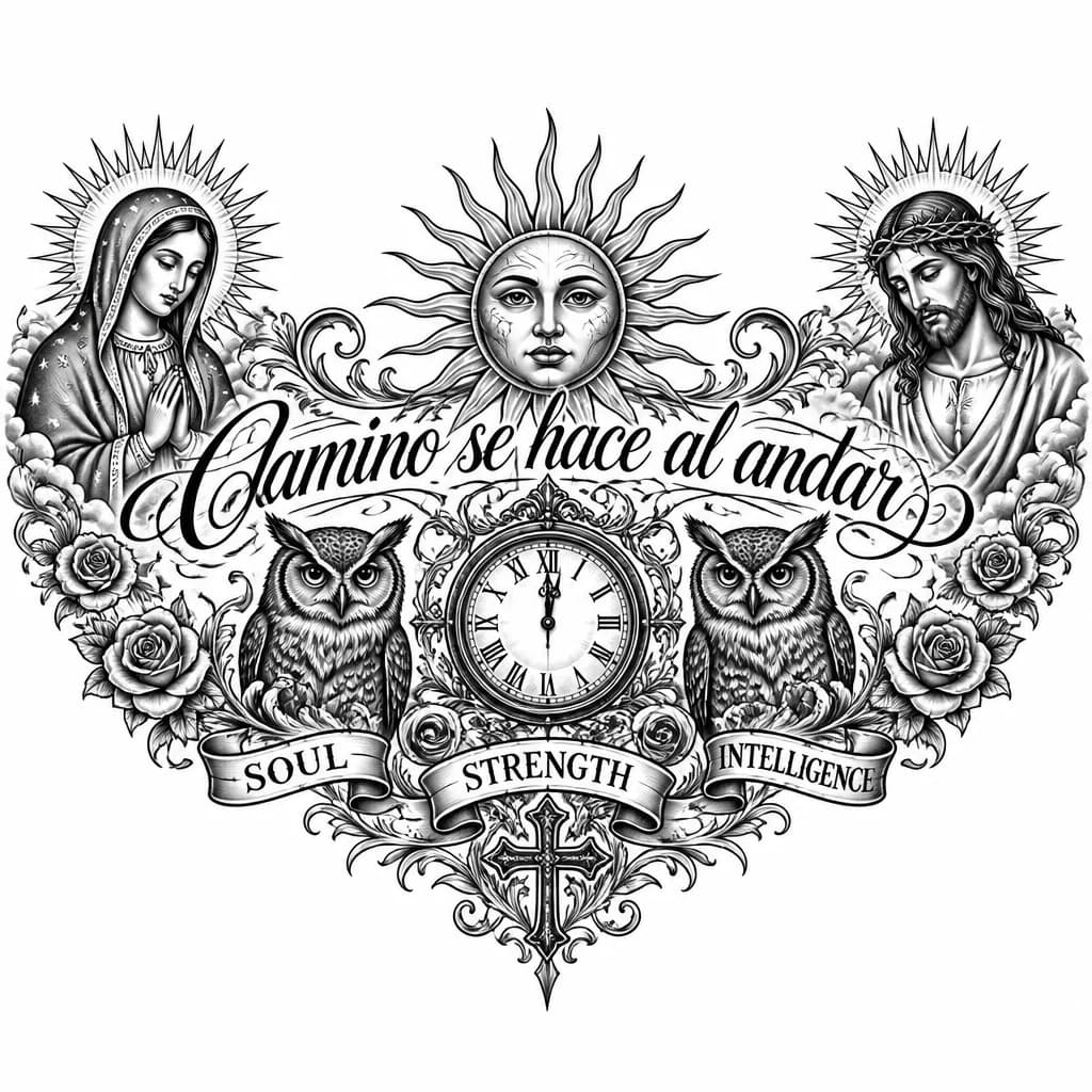Тату солнце в стиле трайбл