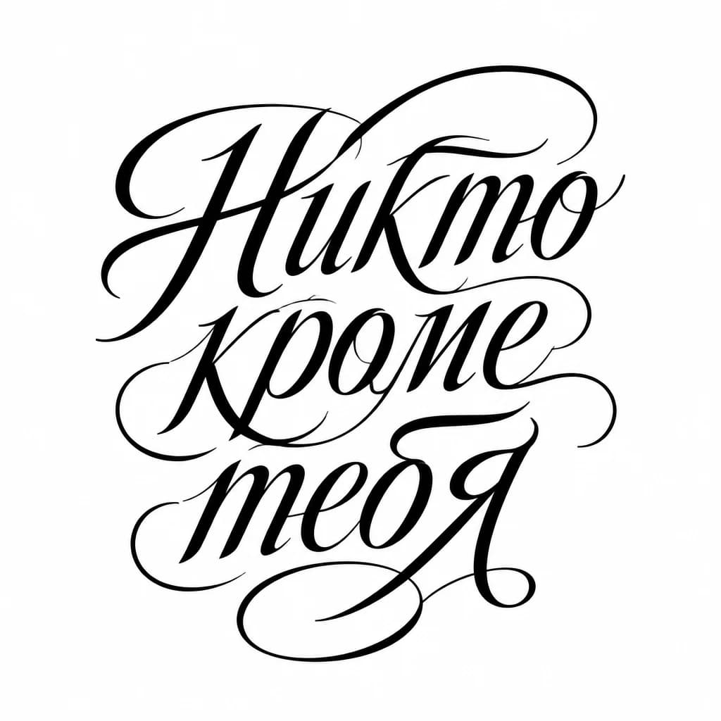 Тату эскиз: Font: Никто кроме тебя  (elegant calligraphy)
