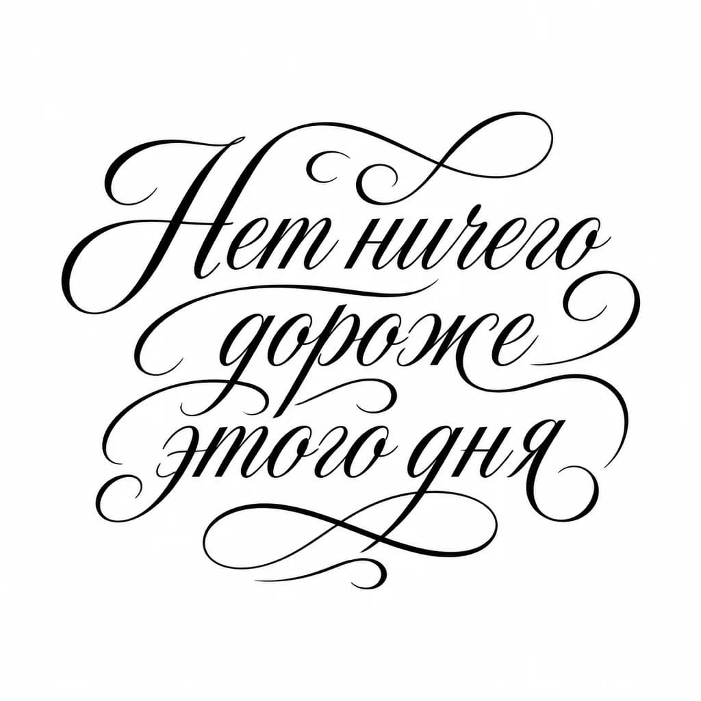 Тату эскиз: Font: Нет ничего дороже этого дня (elegant calligraphy)