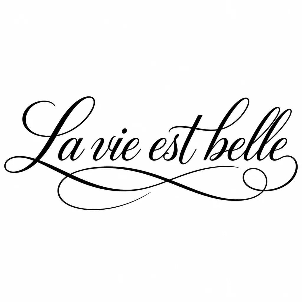 Тату эскиз: Font: La vie est belle (elegant calligraphy)