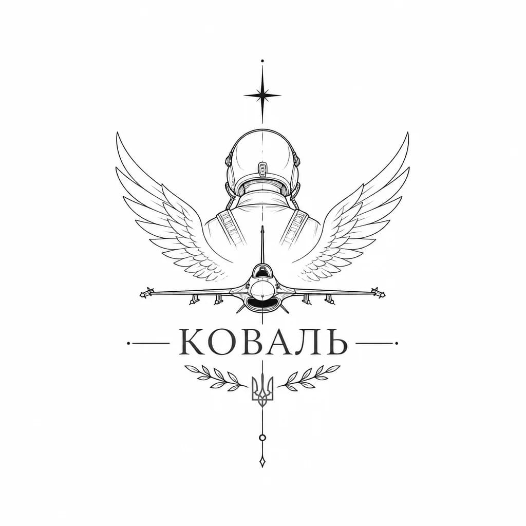 Тату эскиз: Тату в память о погибшем муже
Позывной Коваль
