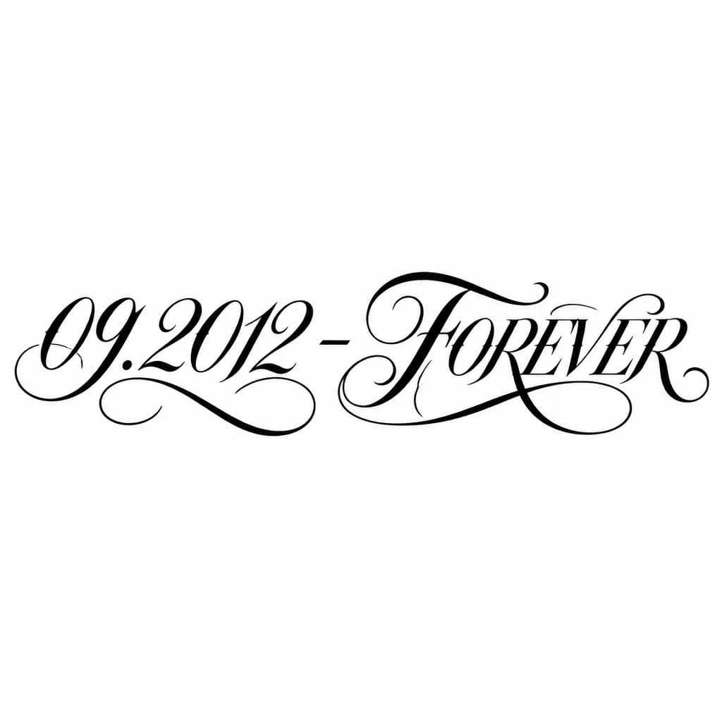 Тату эскиз: Font: 09.2012 - FOREVER (elegant calligraphy)