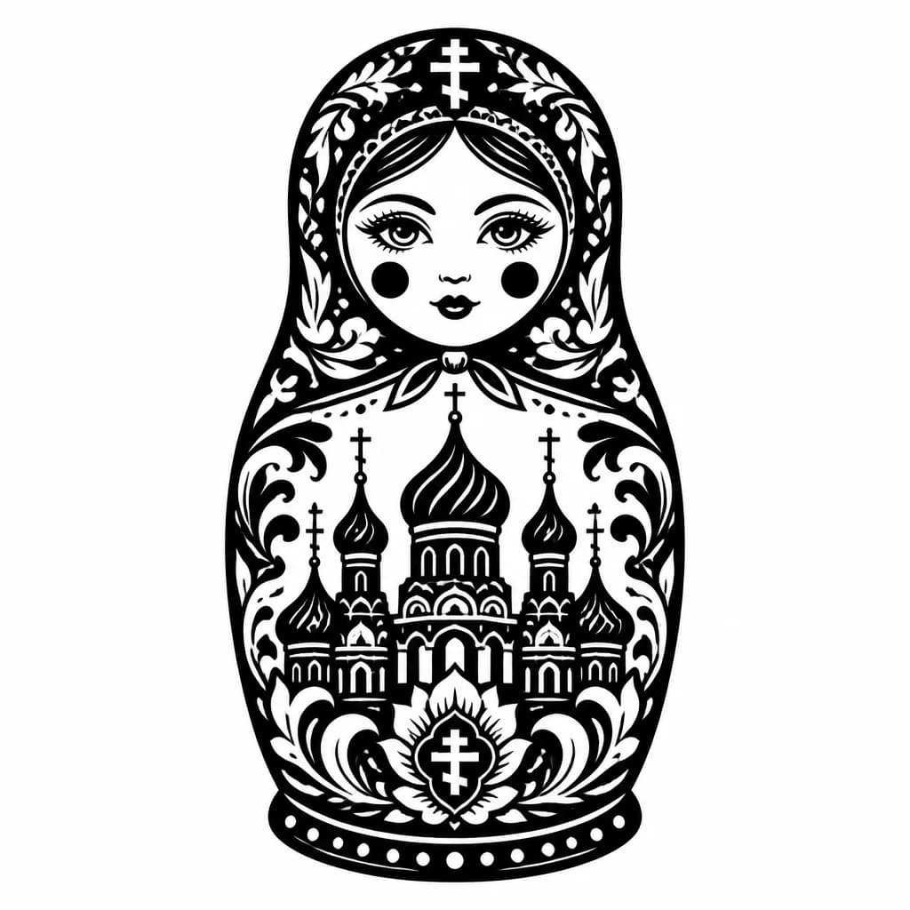 Тату эскиз: Андеграунд Россия церков матрешка