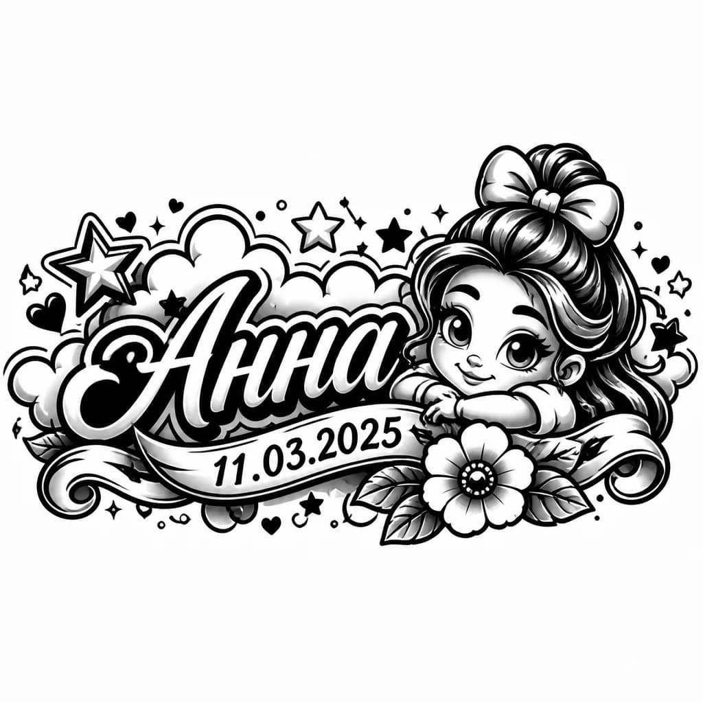 Тату эскиз: Дочь Анна 11.03.2025