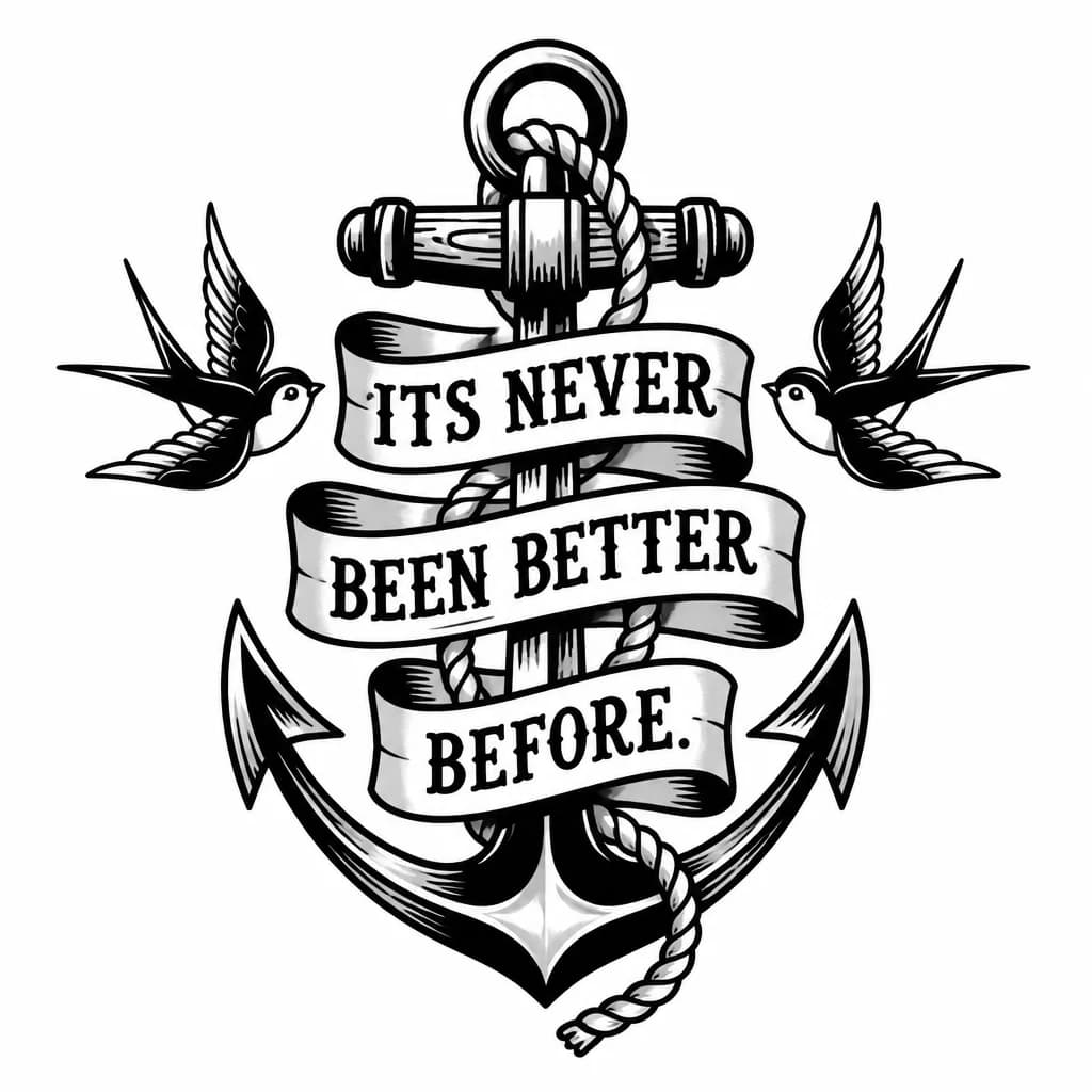 Тату эскиз: It's never been better before\
