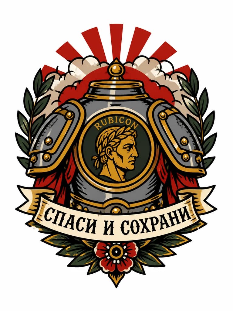 Тату эскиз: Наплечные латы с изображением эмблемы Рубикона 