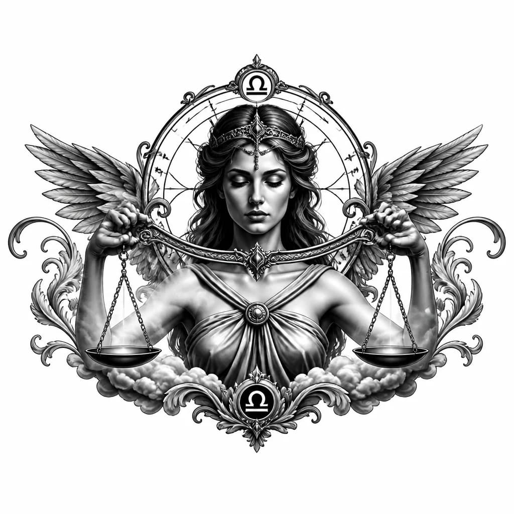 Тату эскиз: Знак зодиака весы