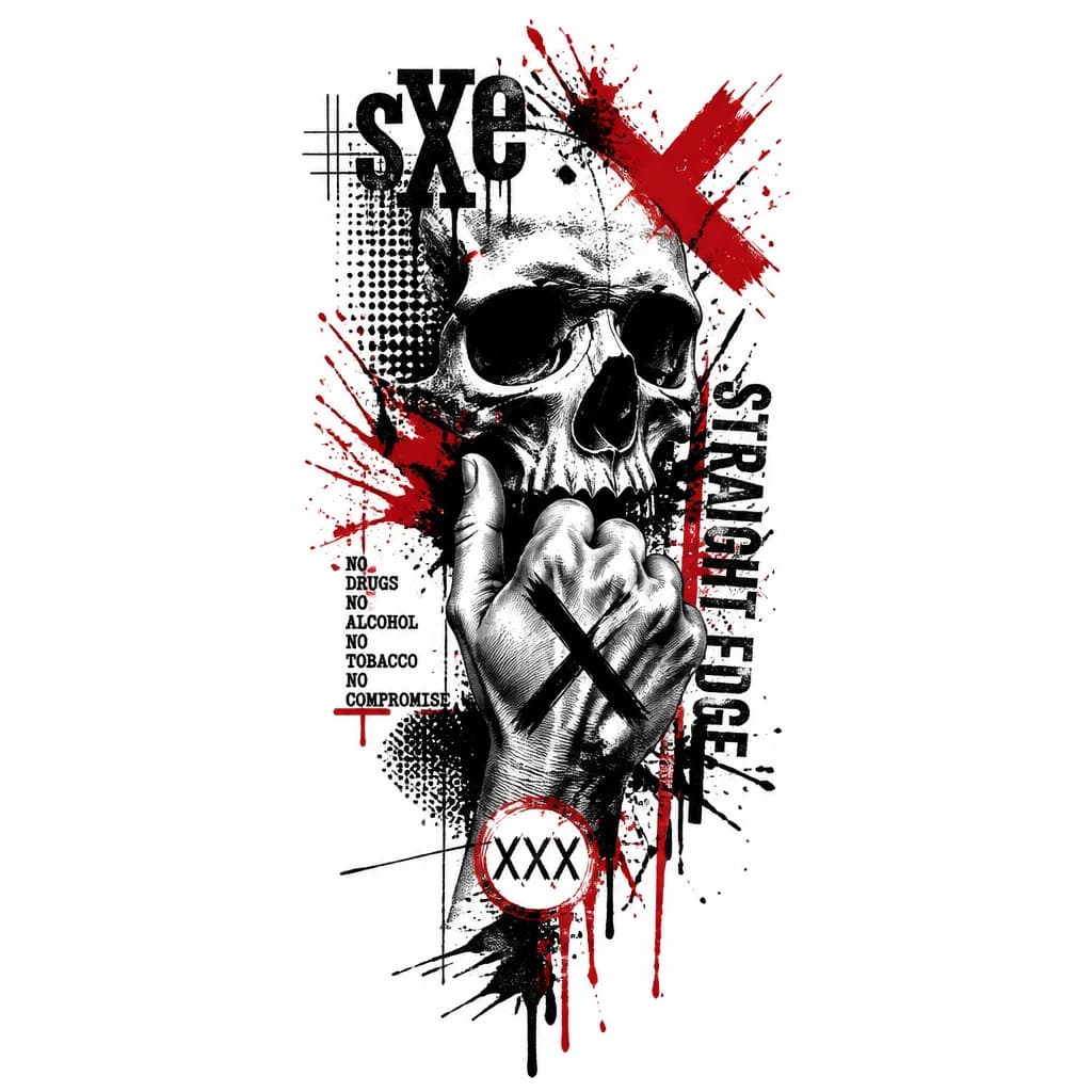 Тату эскиз: Straight Edge 
XXX
sXe