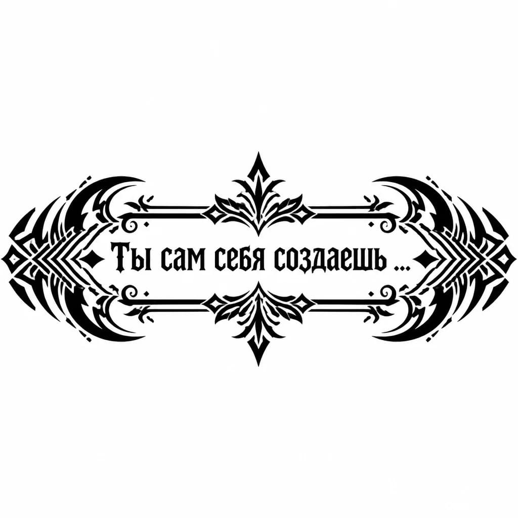 Тату эскиз: Вокруг текста создать орнамент в виде скобок