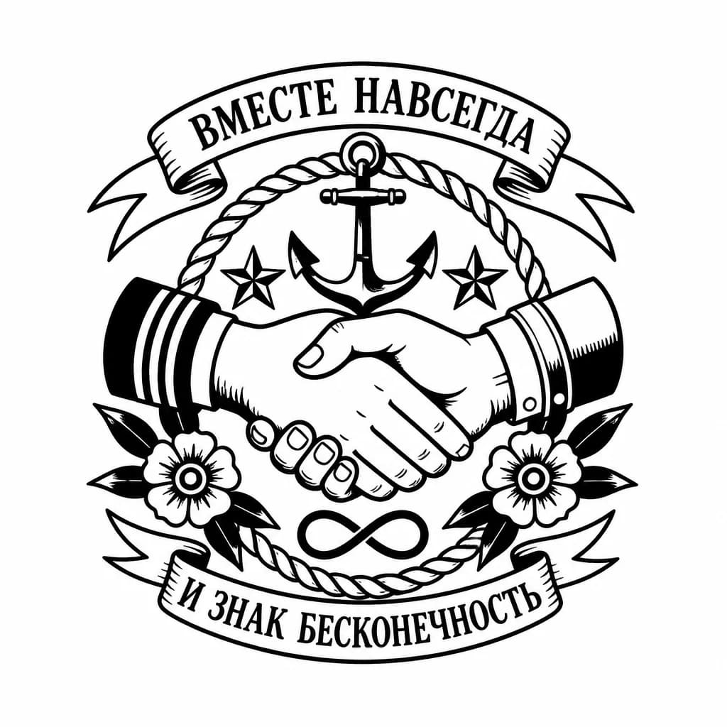 Тату эскиз: Надпись "Вместе навсегда и знак бесконечность"