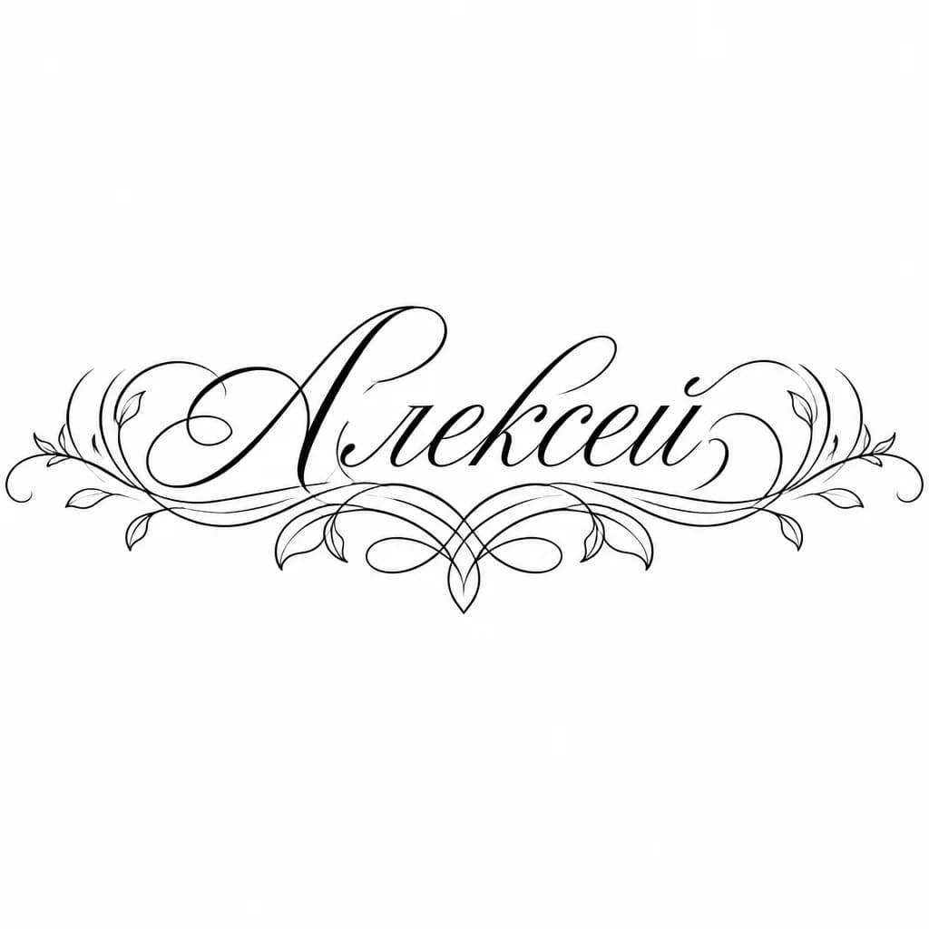 Тату эскиз: Сделай эскиз татуировки с текстом: Алексей. Красивый шрифт 