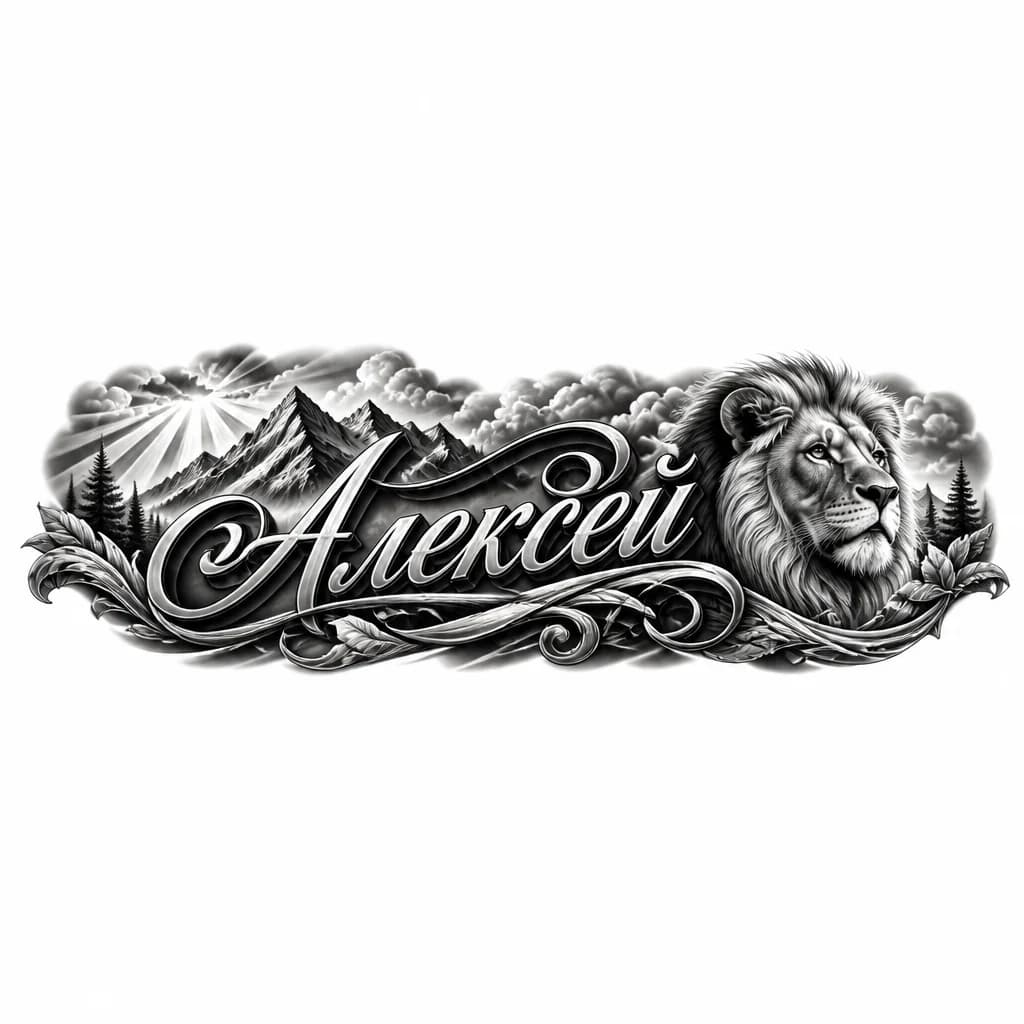 Тату эскиз: Сделай эскиз татуировки с текстом: Алексей. Красивый шрифт 