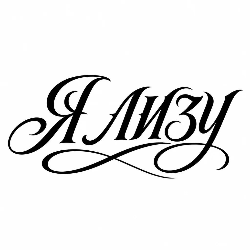 Тату эскиз: Font: Я ❤️ ЛИЗУ (elegant calligraphy)