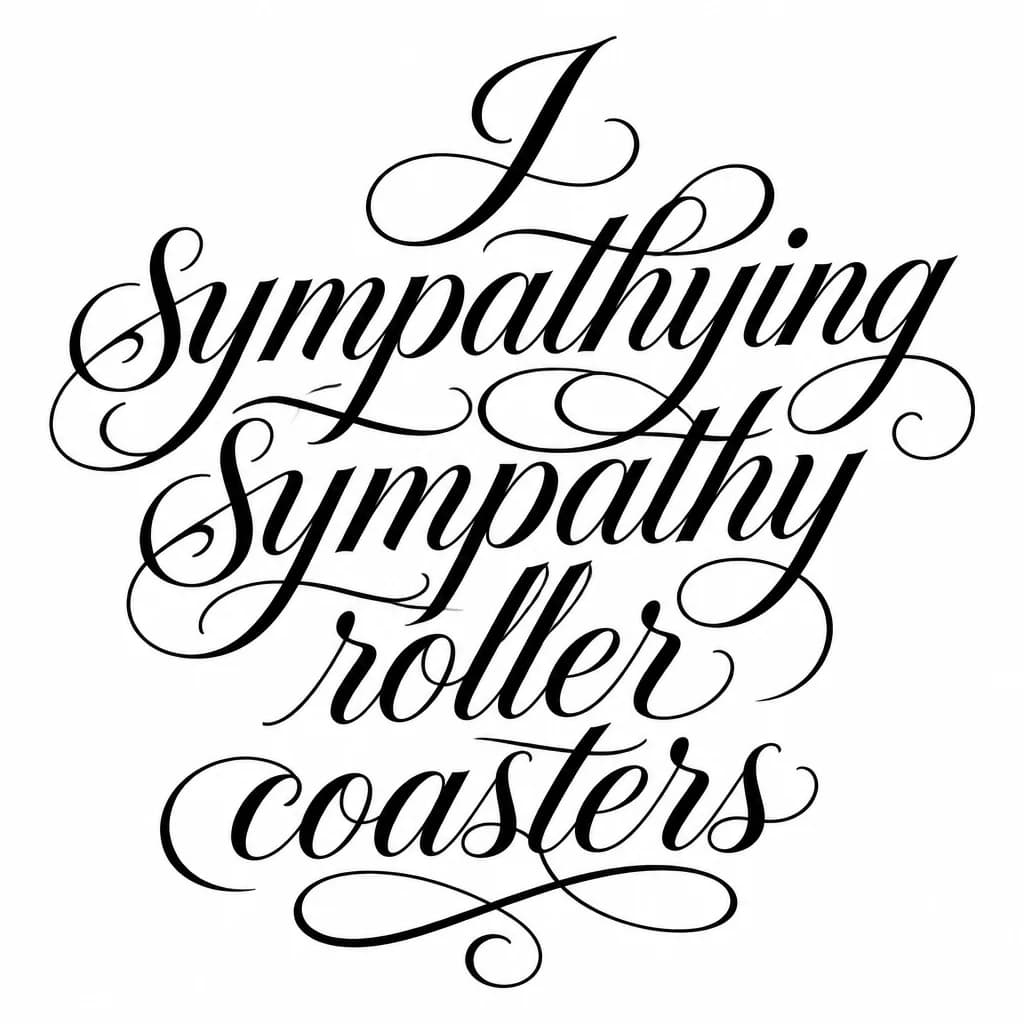 Тату эскиз: Font: I fucking love roller coasters (elegant calligraphy)