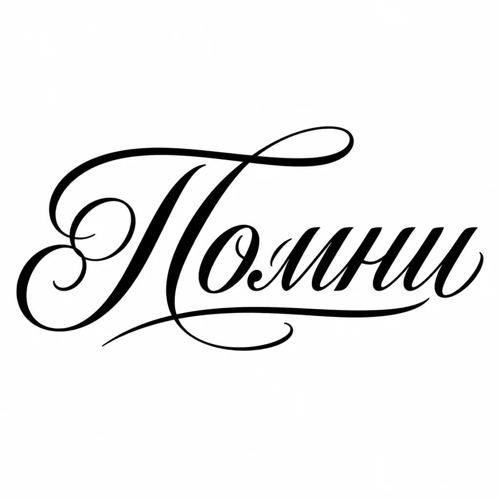 Тату эскиз: Font: Помни (elegant calligraphy)