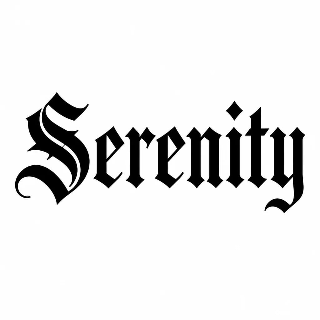 Тату эскиз: Font: Serenity (old english blackletter)