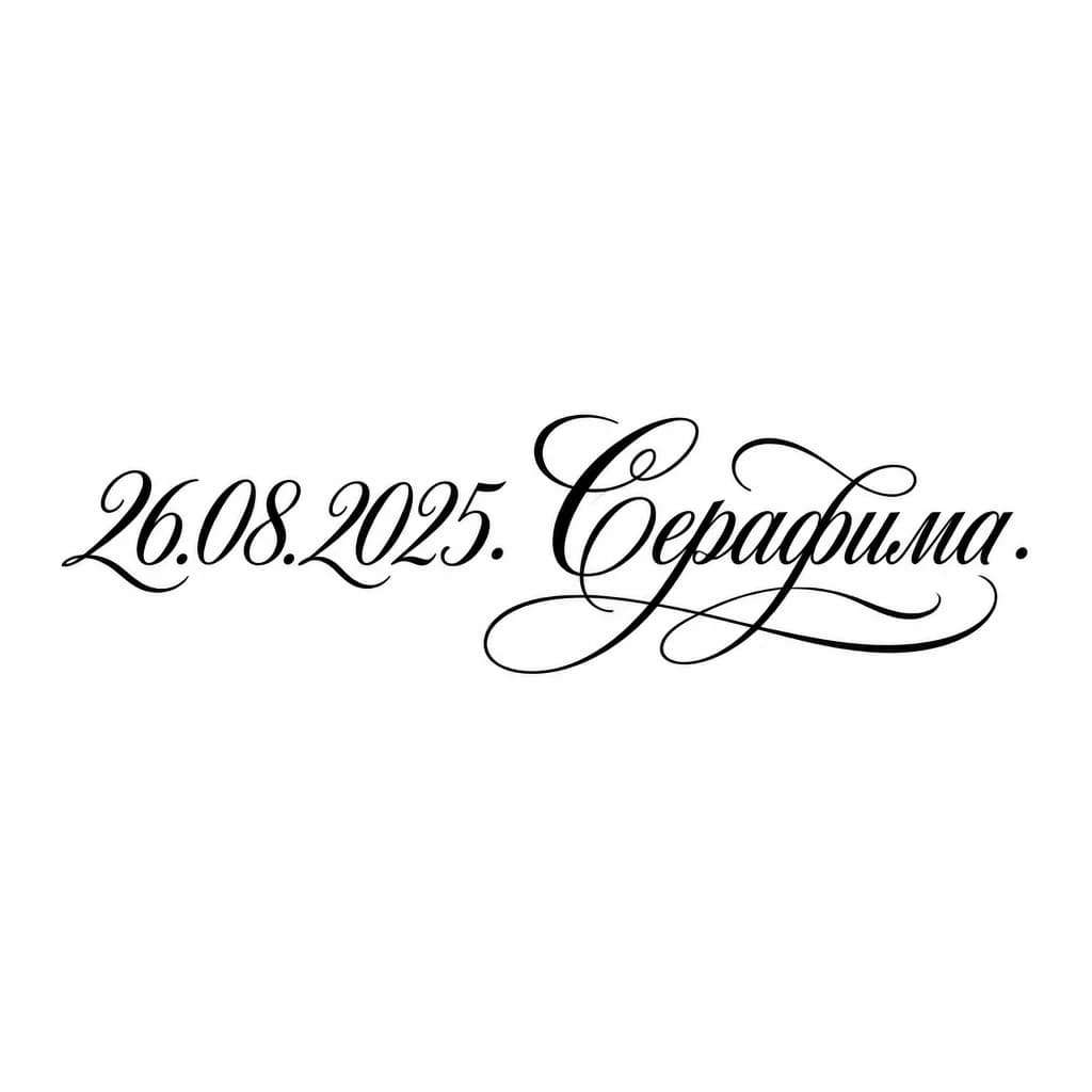 Тату эскиз: Font: 26.08.2025
Серафима
 (elegant calligraphy)