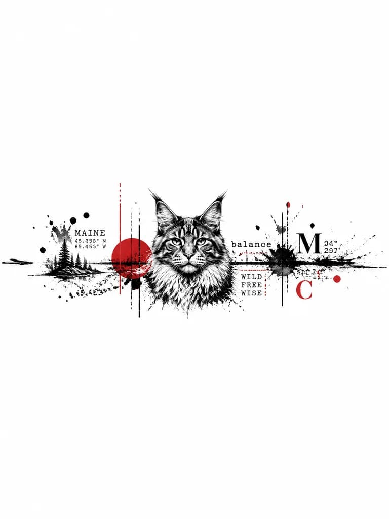 Тату эскиз: Кошка мейн Кун 