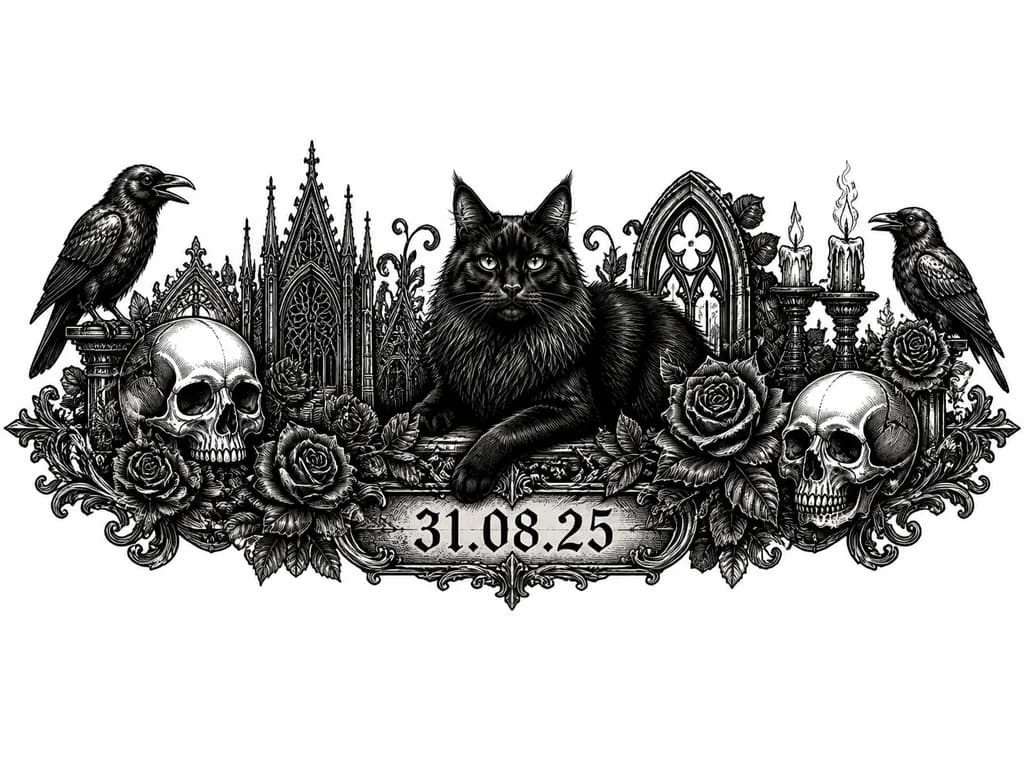 Тату эскиз: Кошка мейн Кун 