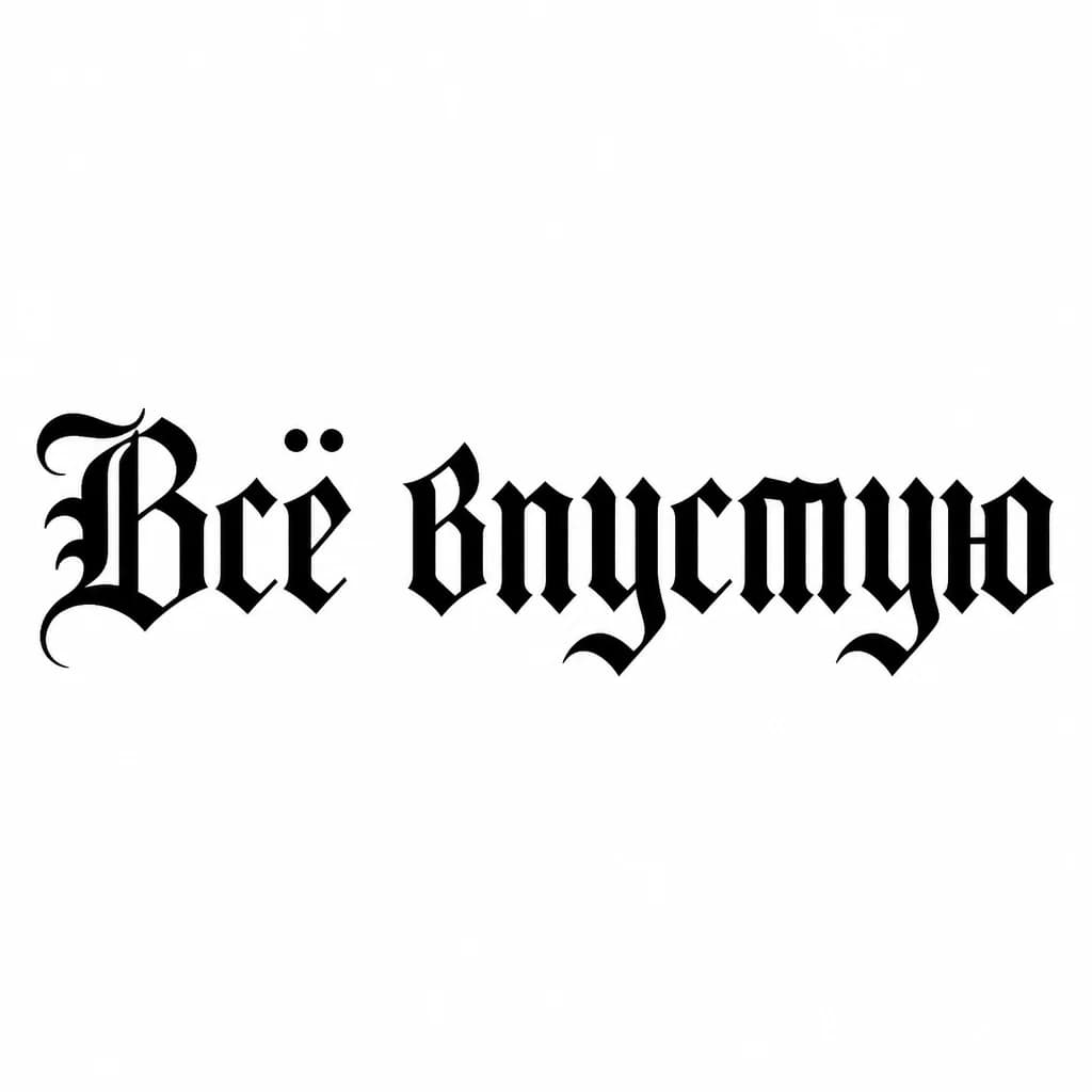 Тату эскиз: Font: Всё впустую  (old english blackletter)