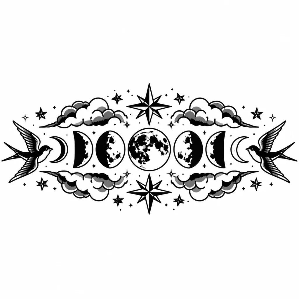 Тату эскиз: Moon phase