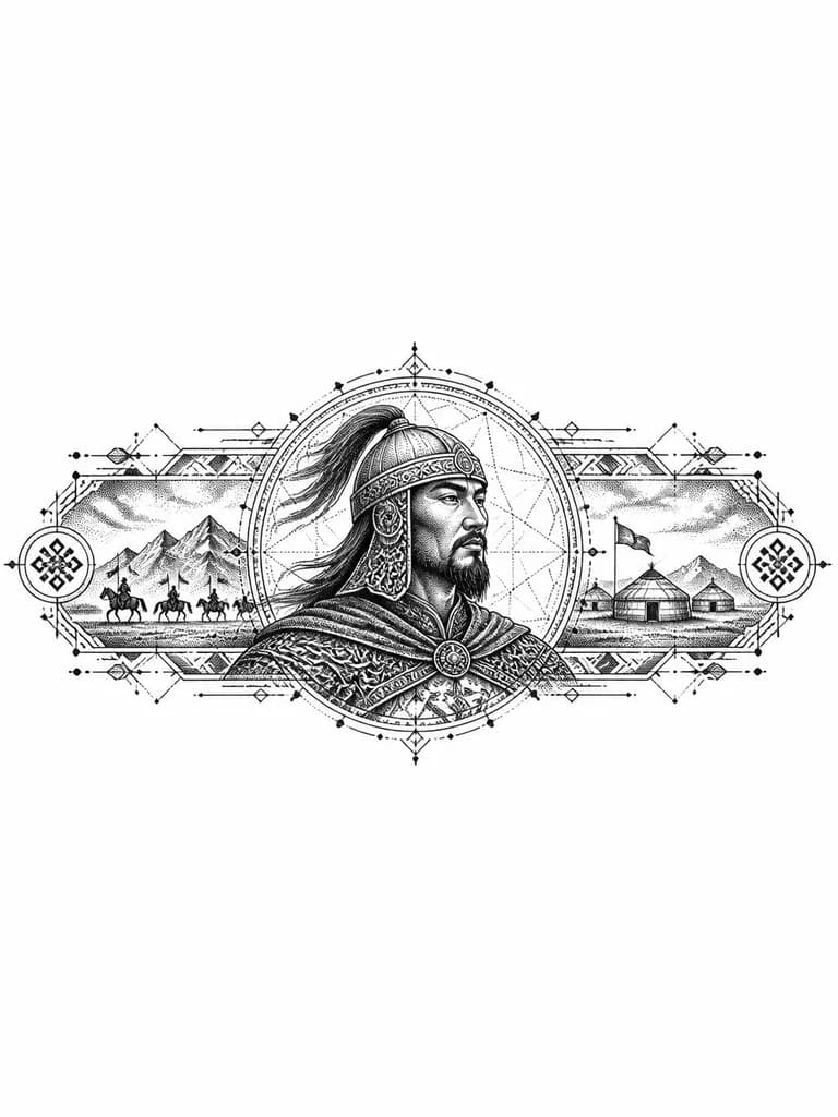 Тату эскиз: Казахский батыр 