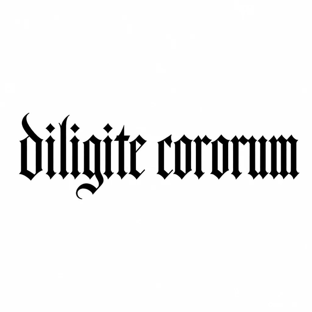 Тату эскиз: Font: diligite cororum (gothic dark lettering)