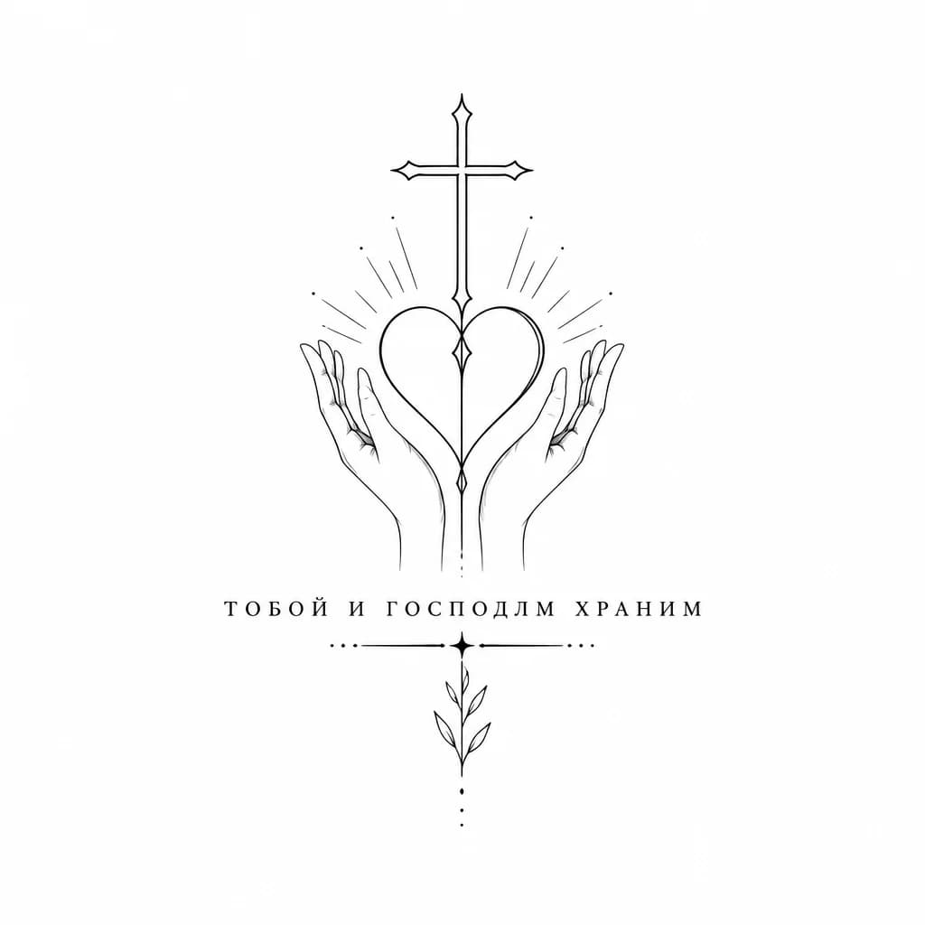 Тату эскиз: Эскизы татуировок с надписью « Тобой и Господом храним"
