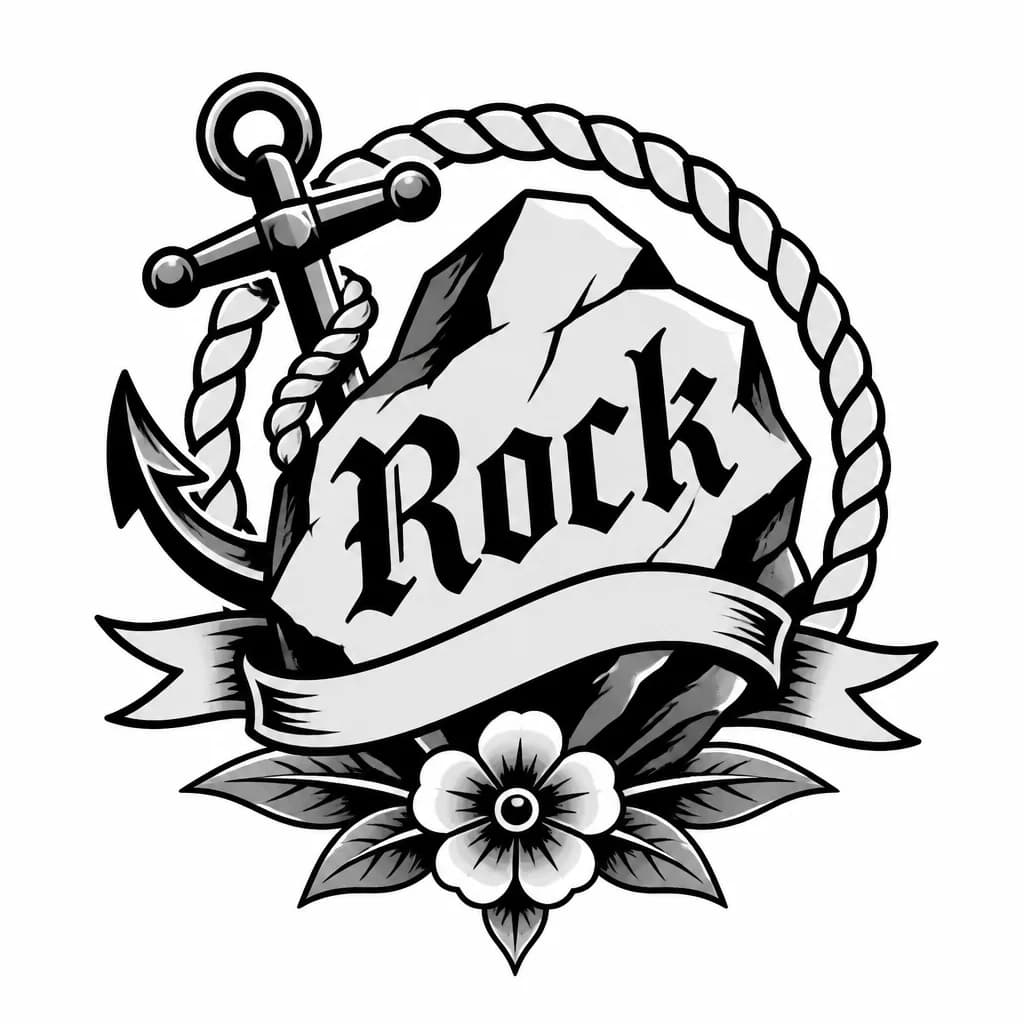 Тату эскиз: Чёрная метка "Rock"