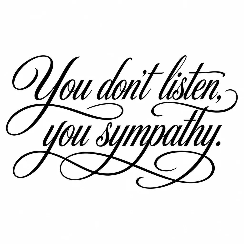 Тату эскиз: Font: You don't listen, you love. (elegant cursive script)