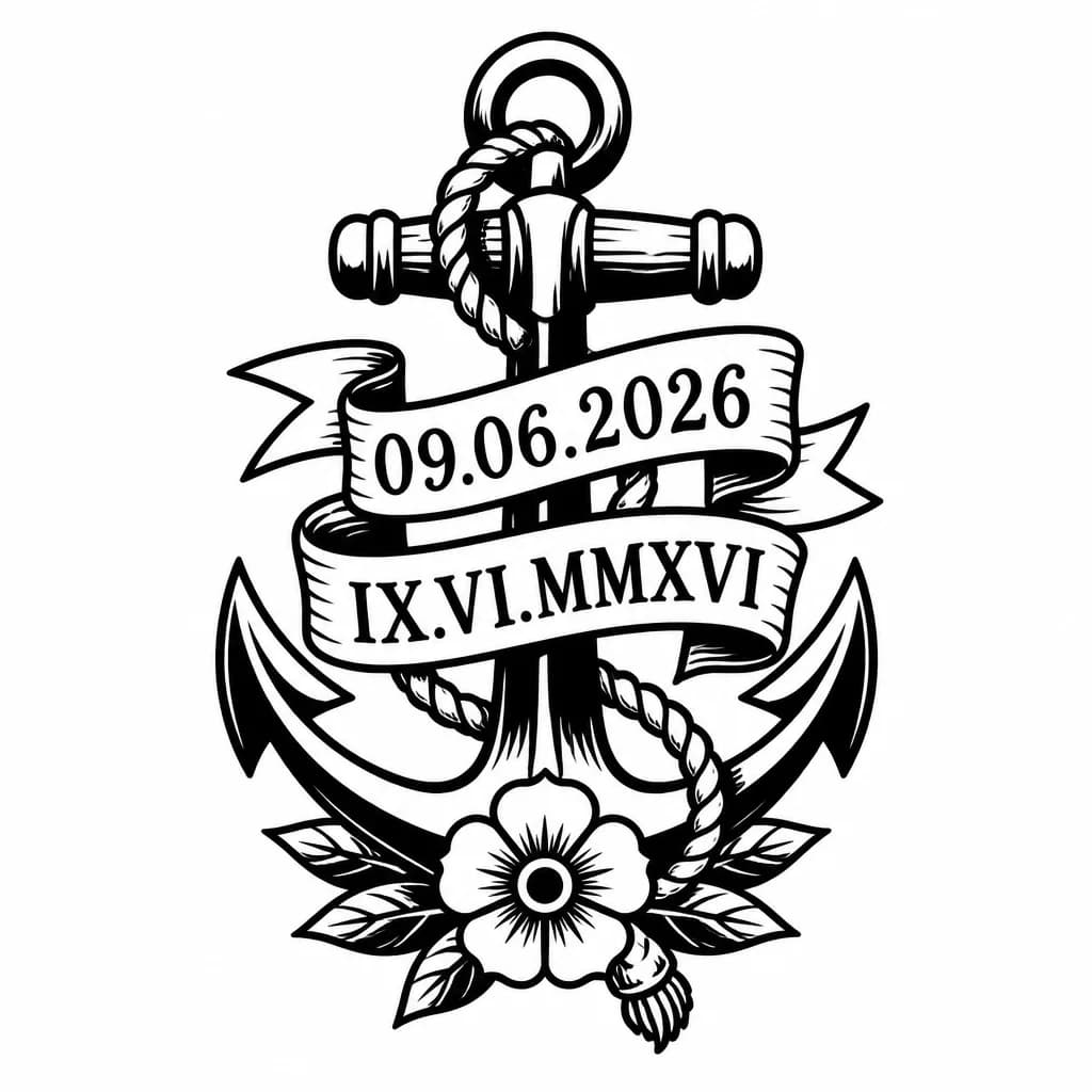 Тату эскиз: 09.06.2026 Римскими цифрами