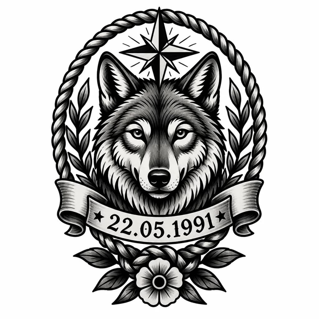 Тату эскиз: Дата рождения 22.05.1991 , хочу тату моего тотемного животного