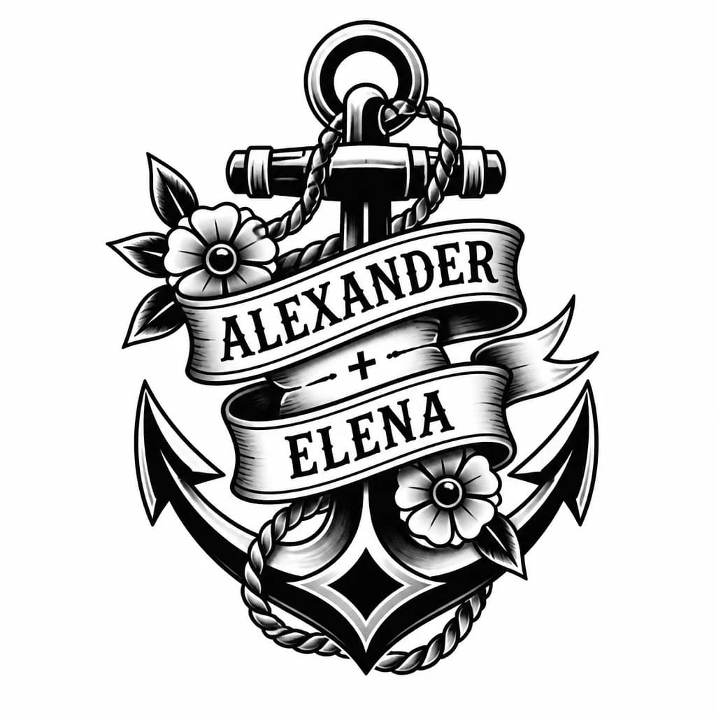 Тату эскиз: Александр + Елена

