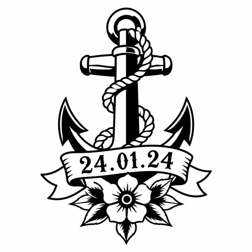 Тату эскиз: 24.01.24 дата рождения ребенка 