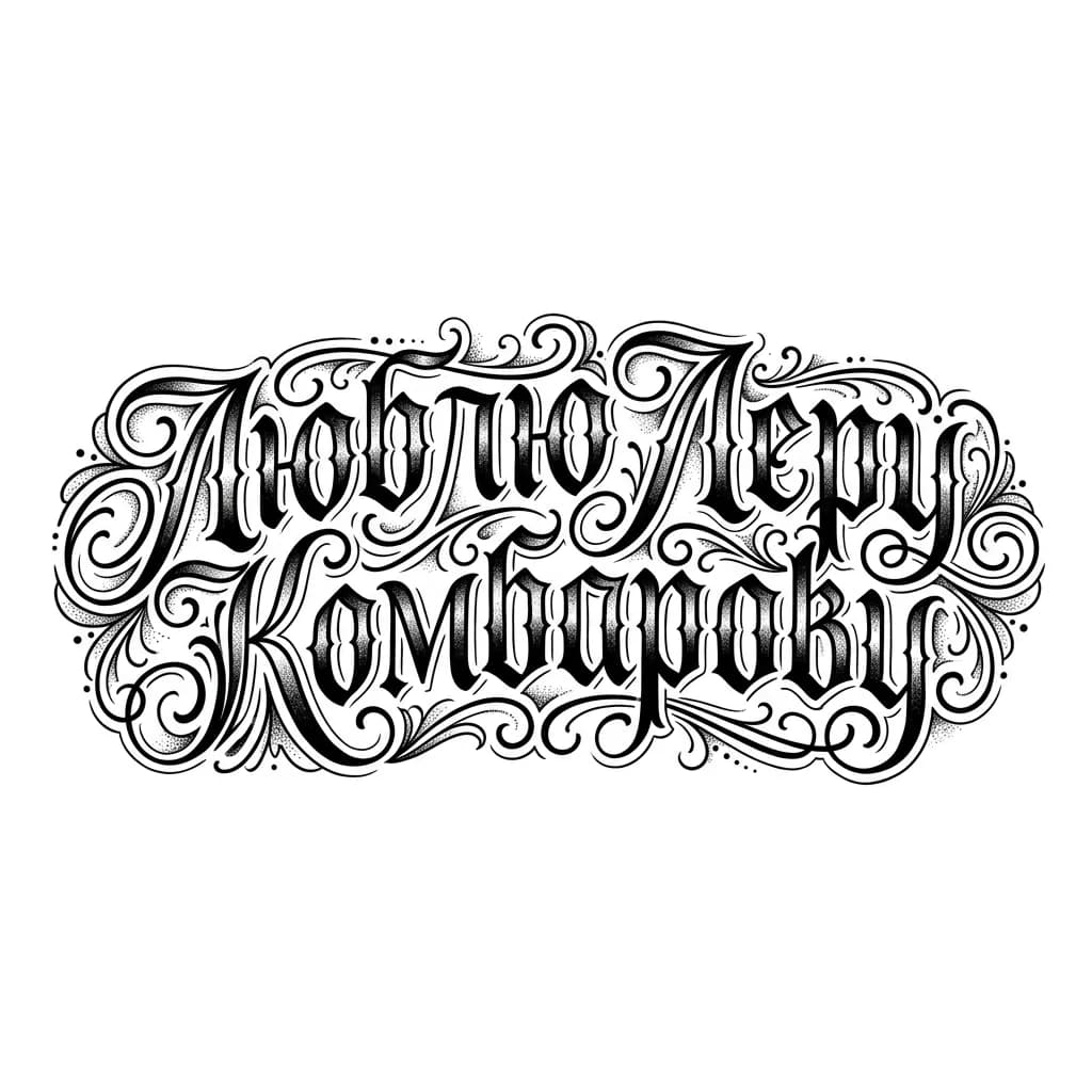 НА спине большим шрифтом ЛЮБЛЮ ЛЕРУ КОМБАРОВУ