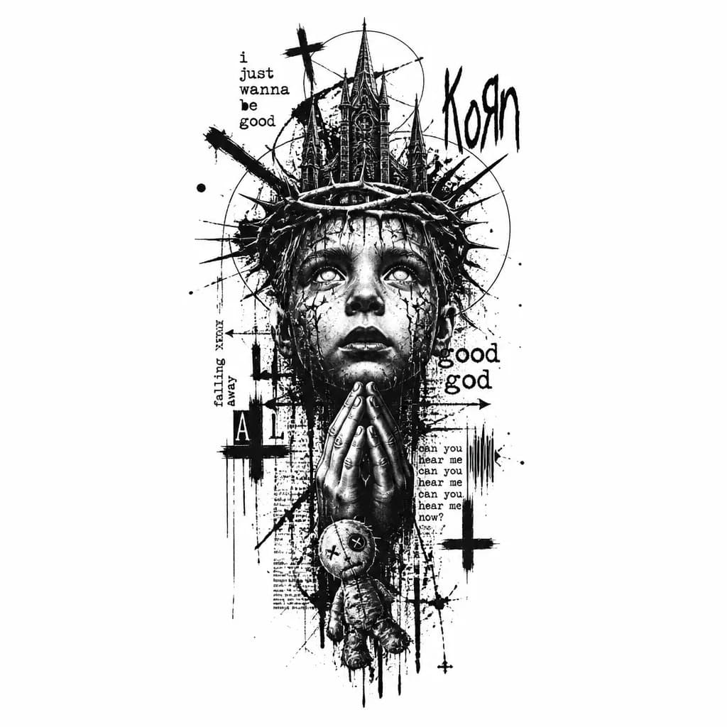 Тату эскиз: Сделай тату эскиз по песне good god korn